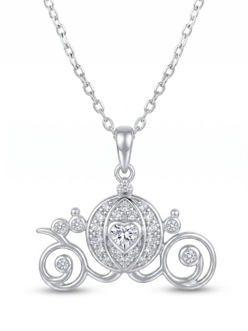 Pumpkin Carriage Necklace, 925 Sterling Silver, Charmed Aroma Cinderella